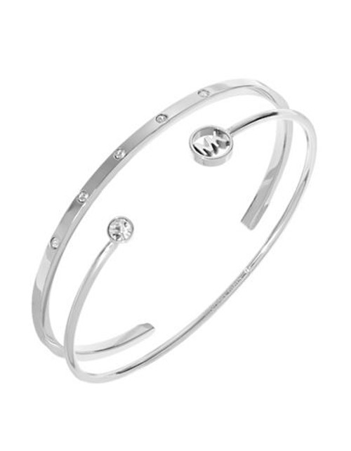 Michael Kors Silvertone 2 Piece Bangle Bracelet Set - Silver