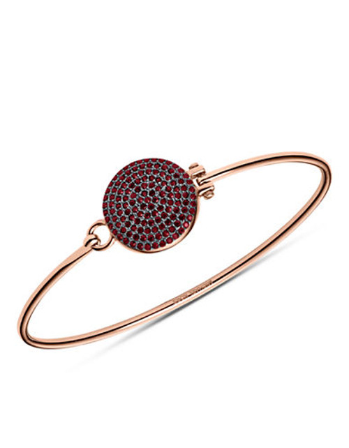 Michael Kors Rose Gold Tone, Gun Metal Bushing With Siam Pave Disc Top Tension Bangle - Pink