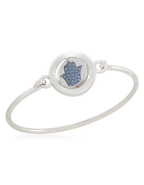 Carolee Word Play Double Take Hamsa Hand HAPPINESS Bangle Bracelet - Blue