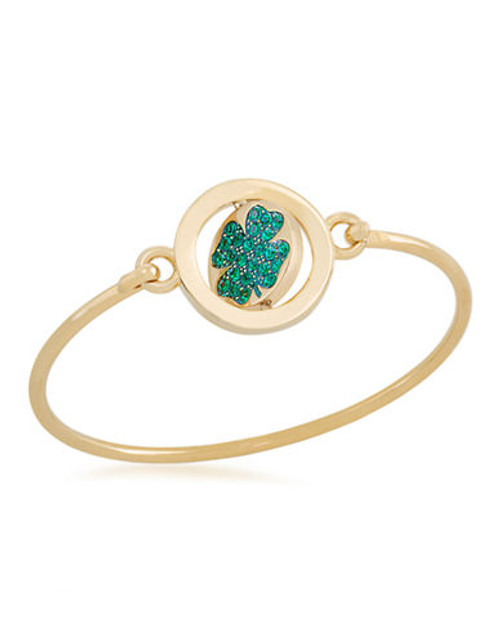 Carolee Word Play Double Take Four leaf Clover LUCK Bangle Bracelet - Green