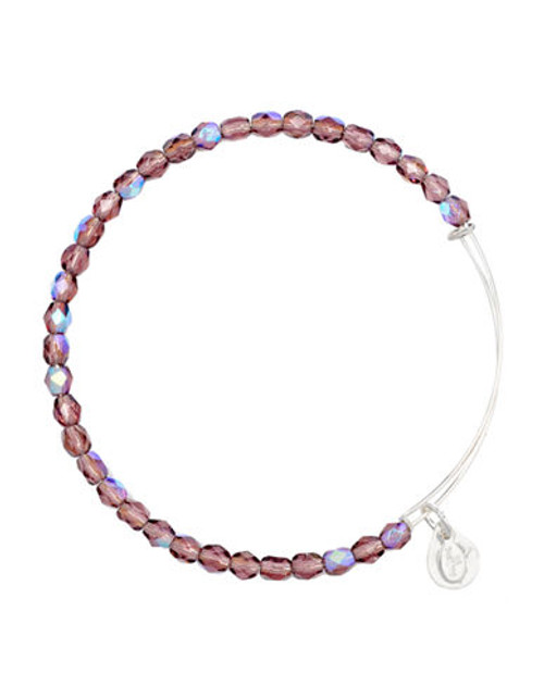 Alex And Ani Amethyst Rock Candy Beaded Bangle - Silver