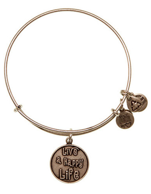 Alex And Ani Live A Happy Life Charm Bangle - Silver