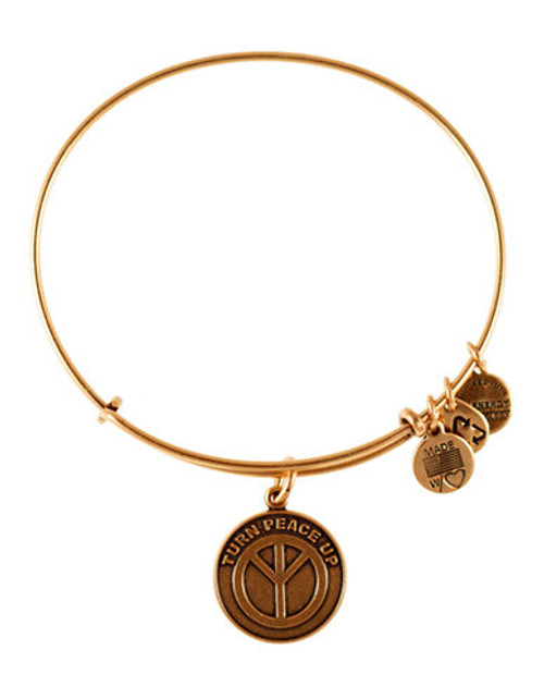 Alex And Ani Turn Peace Up Charm Bangle - Gold