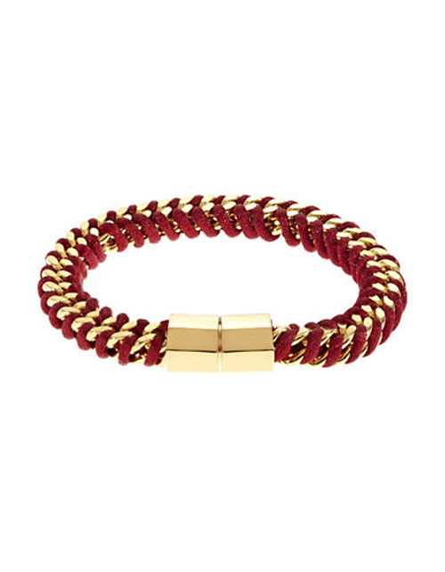 Trina Turk Satin Wrapped Curb Chain Bracelet - Red