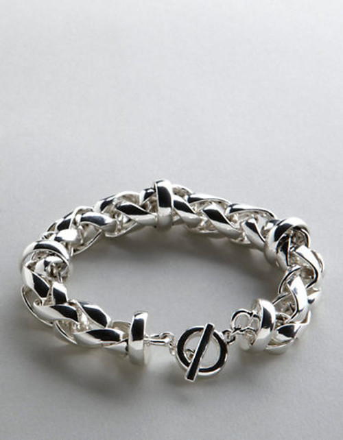 Lauren Ralph Lauren Large Braided Bracelet - Silvertone