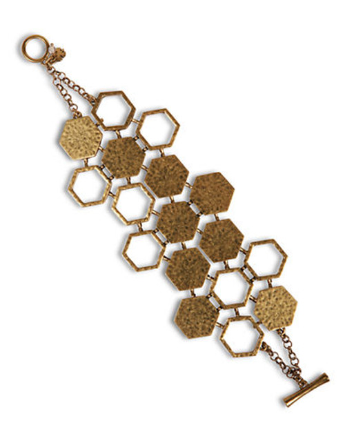 Lucky Brand Lucky Brand Bracelet Gold Tone Honeycomb Flex Bracelet - Gold