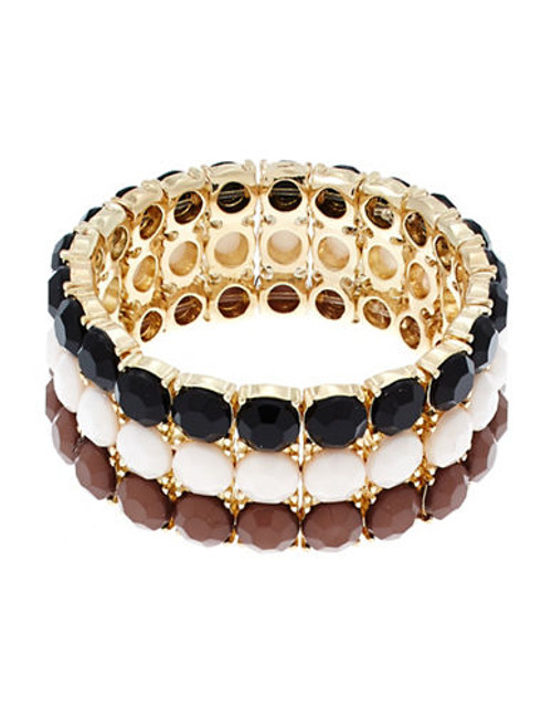 R.J. Graziano 3 Row Stretch Bracelet - Black