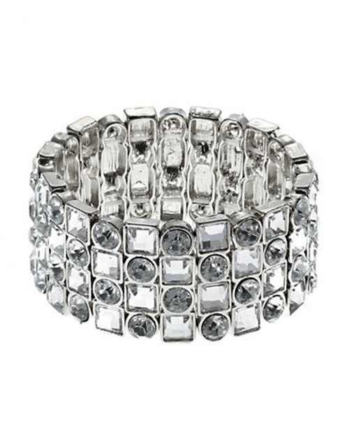 Expression Square and Round Stretch Bracelet - Silver