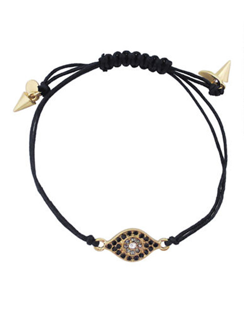 Rachel Rachel Roy Evil Eye Thread Crystal Charm Bracelet - Black