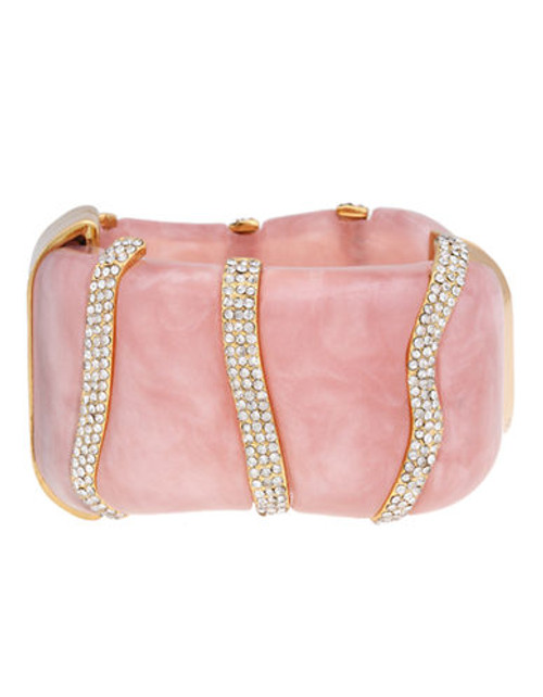 Kara Ross Wide Resin Cuff Organic Crystal - Pink