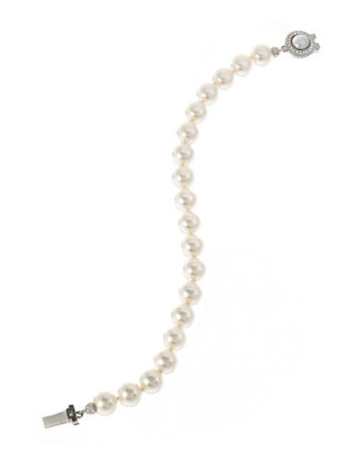 Nadri 8mm Pearl Bracelet with Framed Pearl Clasp - Silver