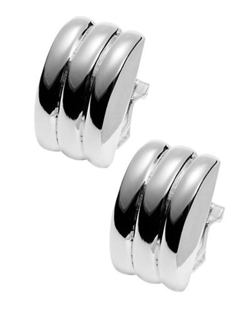 Lauren Ralph Lauren Clip-On Ribbed Stud Earrings - silver