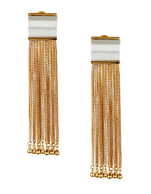 Rachel Zoe Custom Cut Crystal Tassel Earring - GOLD CRYSTAL