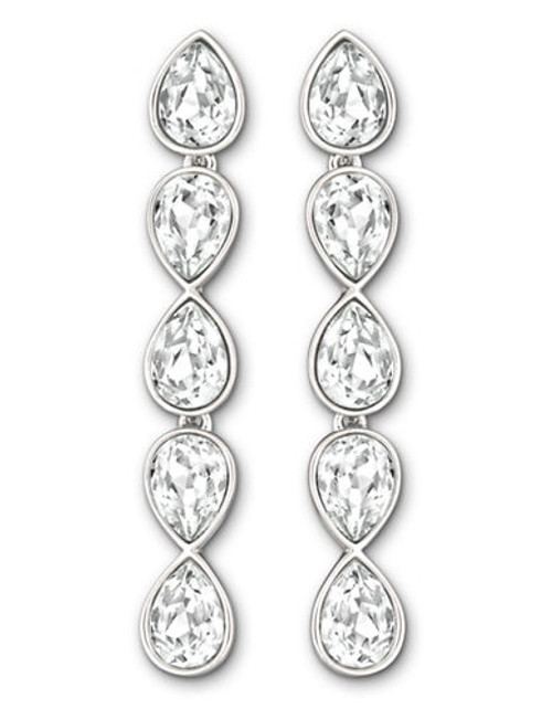 Swarovski Silver Tone Swarovski Crystal Drop Earring - Silver