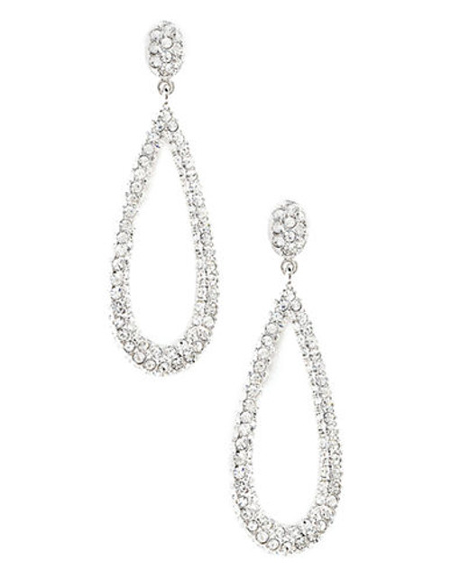 Nadri Pave Open Teardrop Earring - Silver