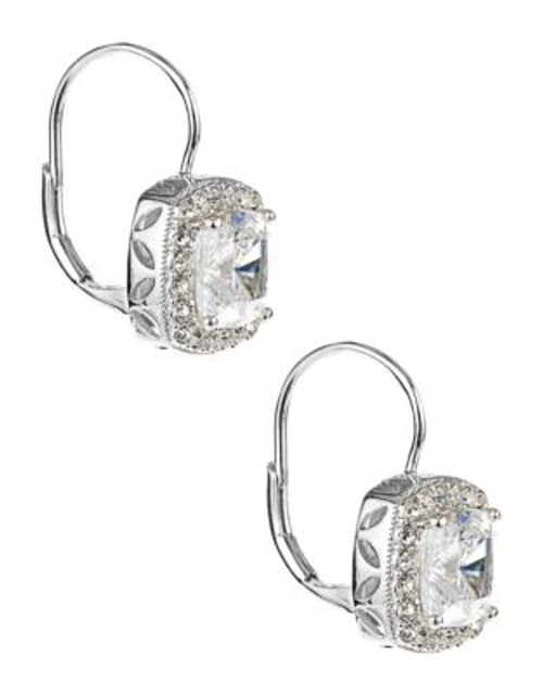 Nadri Faceted Pave Square Earrings - SILVER