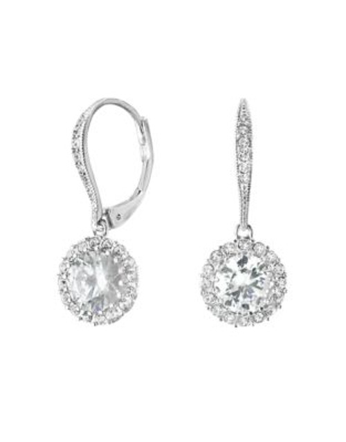 Nadri Round Framed Cubic Zirconia Drop Earring - SILVER