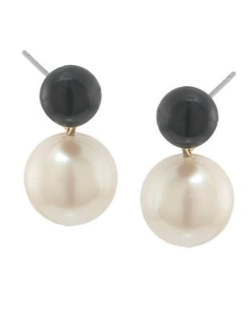 Carolee Optical Opposites Double Drop Pierced Earrings - WHITE