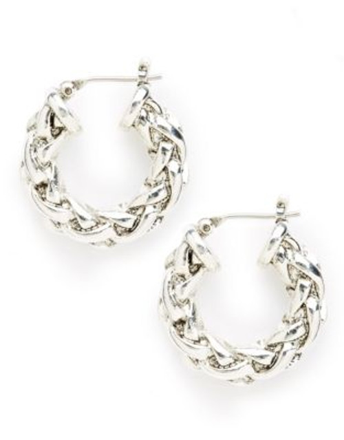 Lauren Ralph Lauren Small Thick Braided Hoop - SILVER