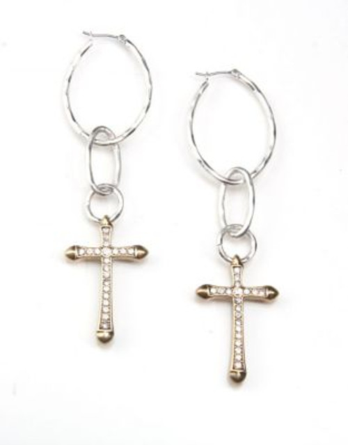 Lucky Brand Silver Hoop Cross Earring - SILVER