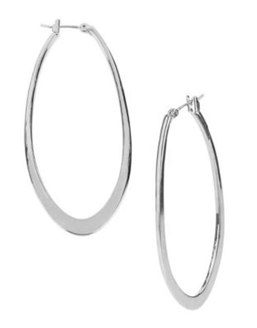 Kenneth Cole New York Silver Long Oval Hoop Earring - SILVER
