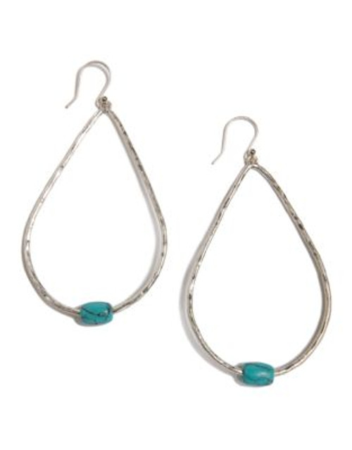 Lucky Brand silver-tone blue stone oversized hoop earrings - SILVER/BLUE