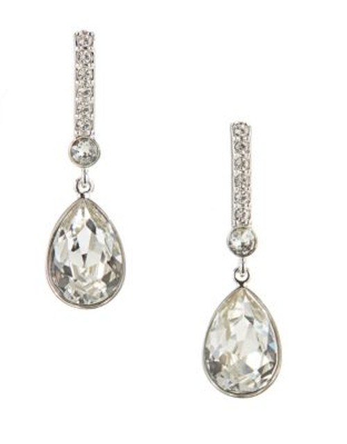 Swarovski Teardrop Pave Bar Stud Earrings - SILVER