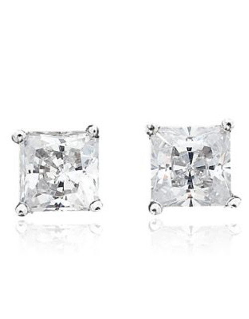 Crislu 150 Cttw Princess Cut Cubic Zirconia Stud Earring - SILVER