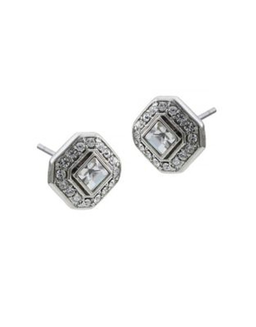 Carolee Square Cut Crystal Stud Earrings - SILVER