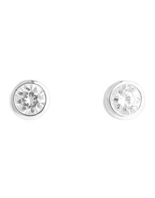 Anne Klein Cubic Zirconia Button Earring - SILVER