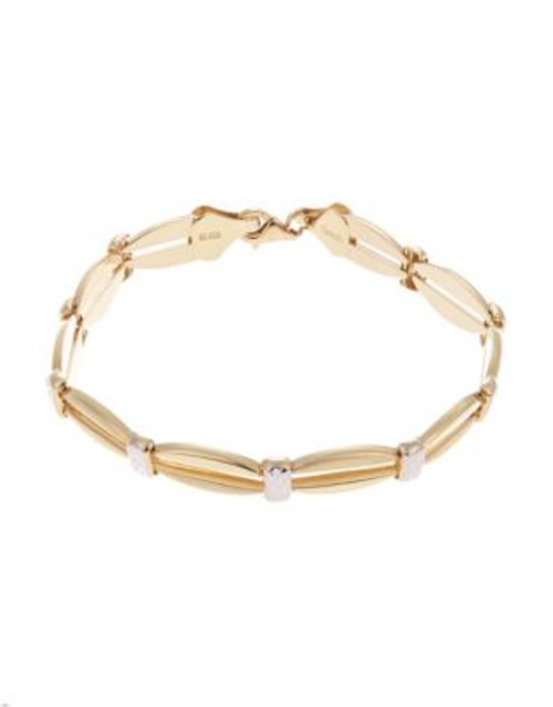 Fine Jewellery 14 K Open Link Polished Satin and Diamond Cut Finish Bracelet - YELLOW GOLD