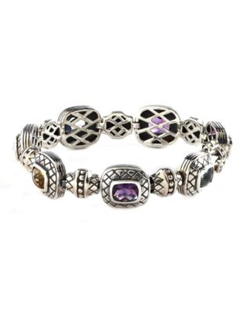 Fine Jewellery Sterling Silver Multi Coloured Gemstone Bracelet - MULTI COLOURED