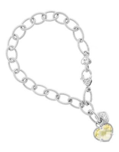 Judith Ripka Link Charm Bracelet with dangling hearts - CRYSTAL