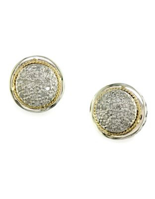 Effy Sterling Silver 18K Yellow Gold And Pave Diamond Circle Earrings - SILVER