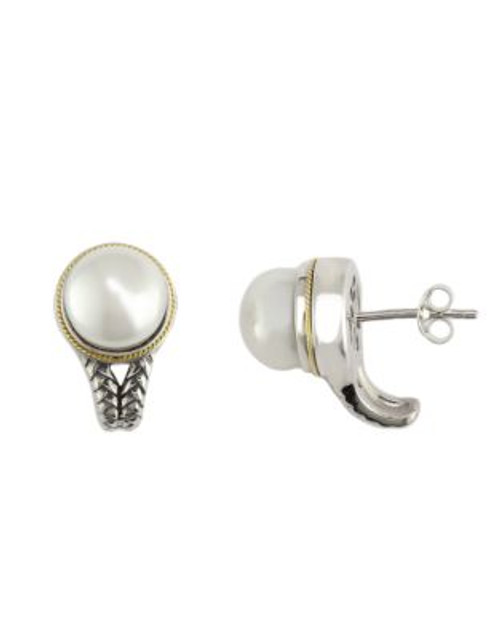 Effy Sterling Silver 18K Yellow Gold And Freshwater Pearl Earrings - PEARL