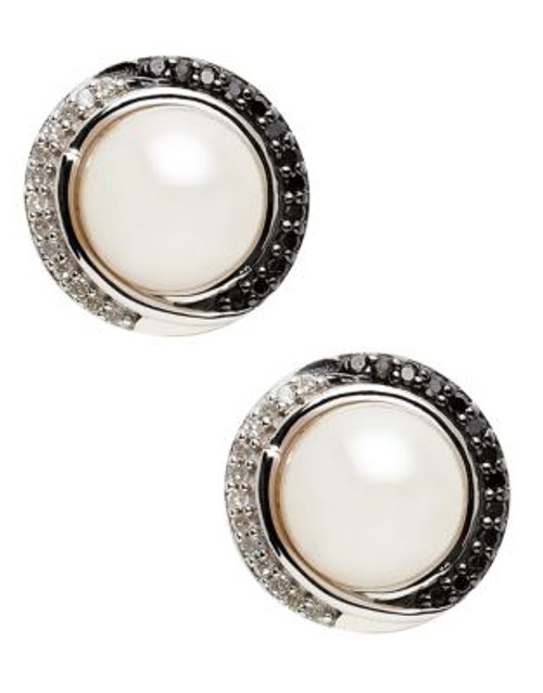 Town & Country Sterling Silver Black And White 8mm Freshwater Pearl Earrings - PEARL