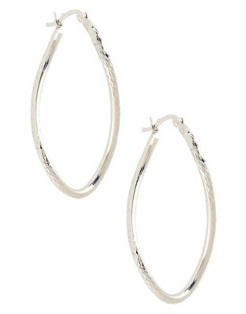 Fine Jewellery 14K White Gold Diamond Cut Wavy Hoop Earrings - WHITE GOLD