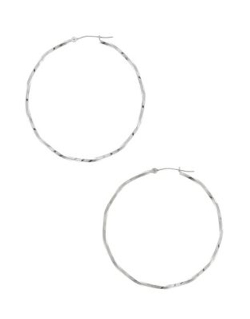 Fine Jewellery 14Kt White Gold Rhodium Plated 45Mm Hollow Twist Tube Hoops With Hinged Earwires And Snap In Closure. - YELLOW GOLD