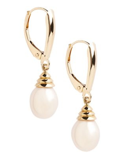 Fine Jewellery 10K Yellow Gold Half Drill 9mm Pearl Leverback Earrings - PEARL