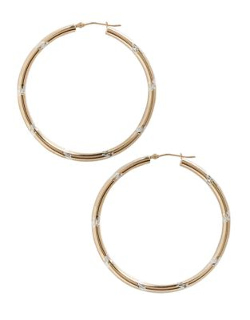 Fine Jewellery 14K Yellow Gold And Sterling Silver Chevron Hoop Earrings - AURAGENTO (SILVER/GOLD)