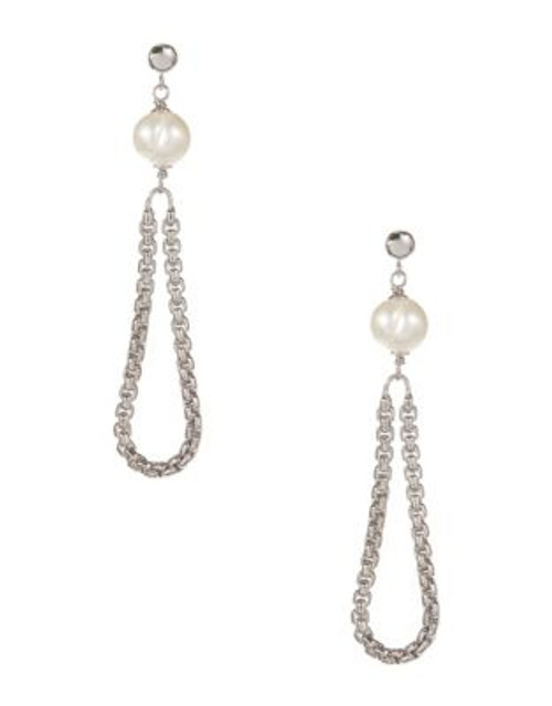 Honora Style 9mm Freshwater Pearl Drop Loop Earrings - WHITE