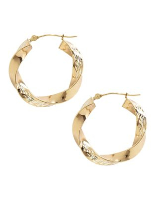 Fine Jewellery 14K Yellow Gold And Sterling Silver Triangle Twist Hoop Earrings - TWO TONE