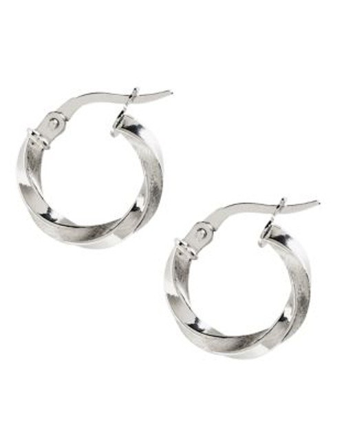 Fine Jewellery 14K White Gold Polished Satin Twisted Hoop Earrings - WHITE GOLD