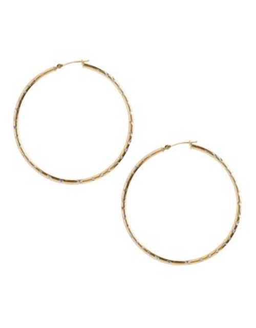 Fine Jewellery 14K Yellow Gold And Sterling Silver Chevron Diamond Cut Hoop Earrings - AURAGENTO (SILVER/GOLD)