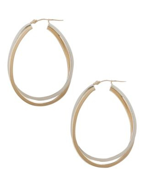 Fine Jewellery 14K Yellow Gold And Sterling Silver Interlocking Double Oval Hoop Earrings - TWO TONE COLOUR