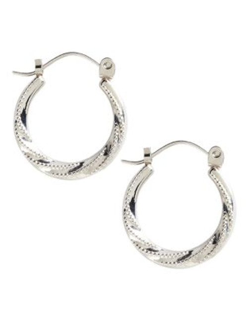 Fine Jewellery 14K White Gold Swirl And Beaded Pattern Hoop Earrings - WHITE GOLD