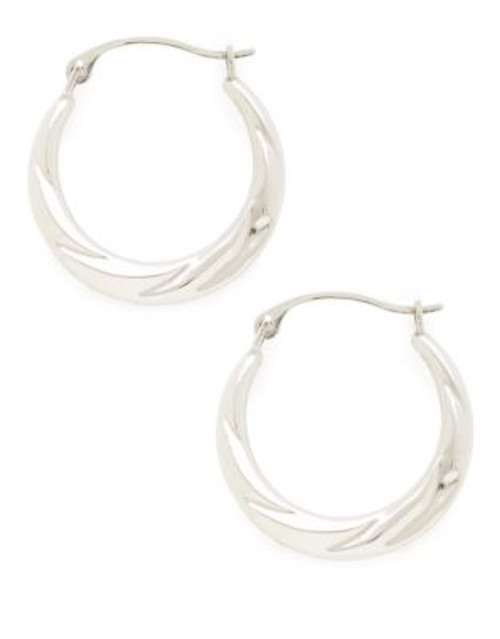 Fine Jewellery 14Kt White Gold Rhodium Plated 18Mm Polished Hollow Back To Back Hoops. - WHITE GOLD