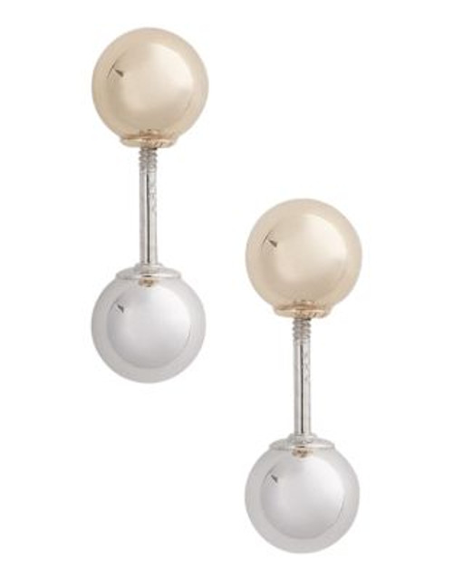 Fine Jewellery 14K Yellow And White Gold Ball And Nut Earrings - TWO TONE COLOUR