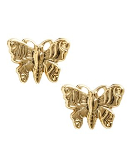 Fine Jewellery 14K Yellow Gold Tailored Butterfly Button Earrings - YELLOW GOLD