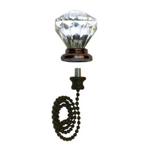 Crystal w/ Oil Rubbed Bronze Finial with 12 Inch (30.5) Oil Rubbed Beaded Chain